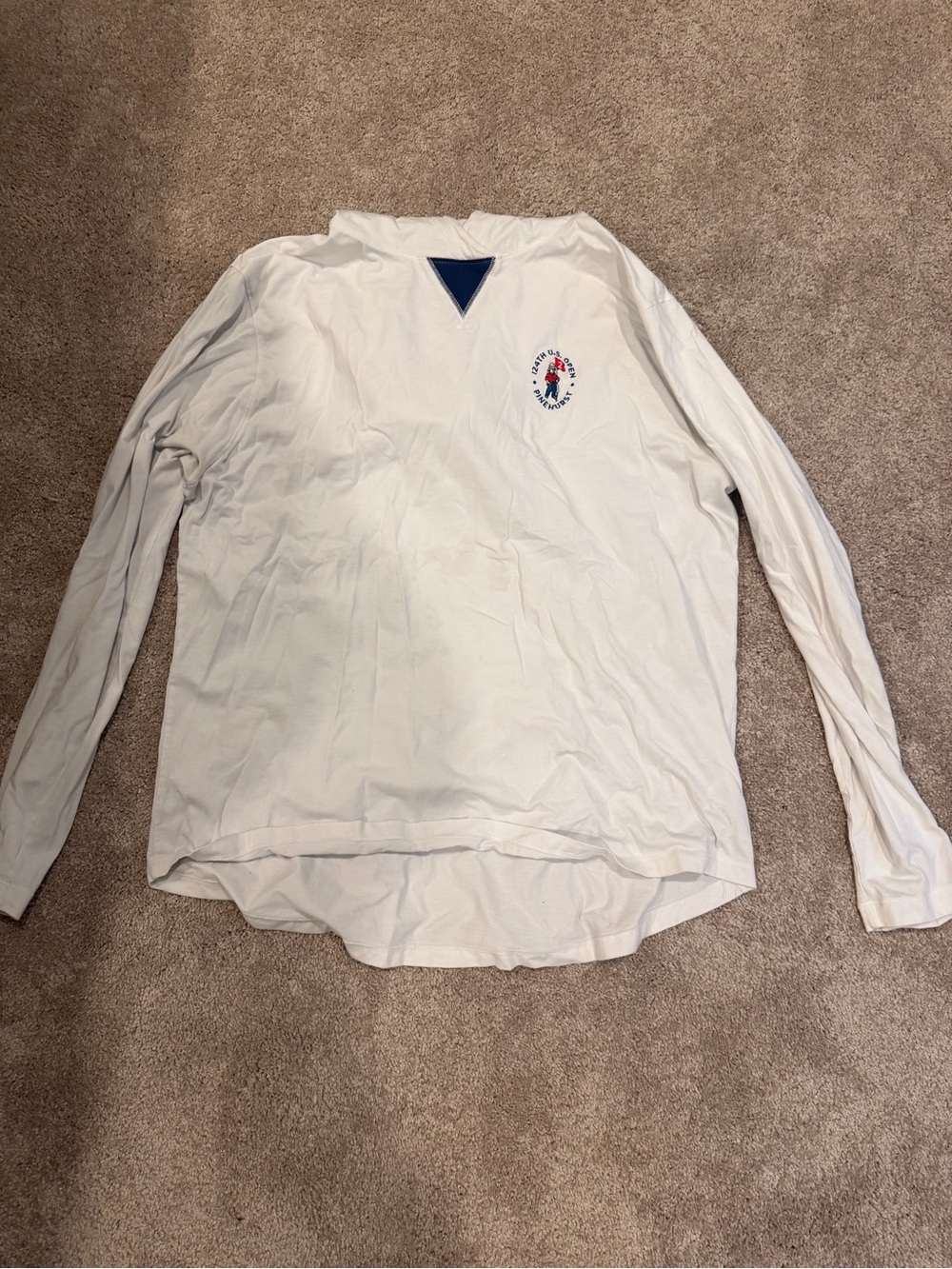 Long-Sleeve Crew Pullover Shirt in Off-White